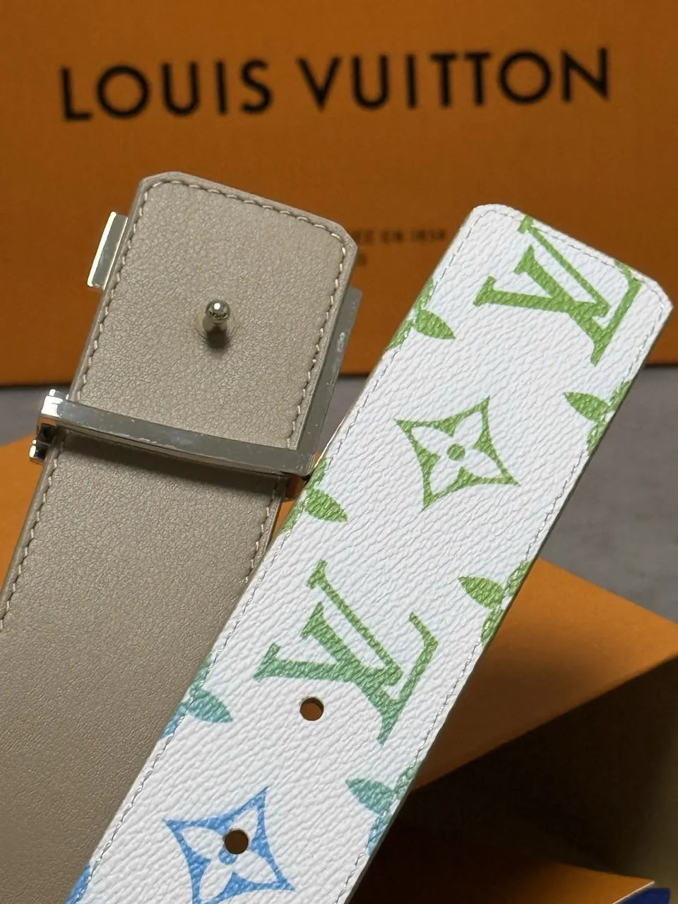 white Louis Vuitton Multicolor Monogram Belt - Hình 9