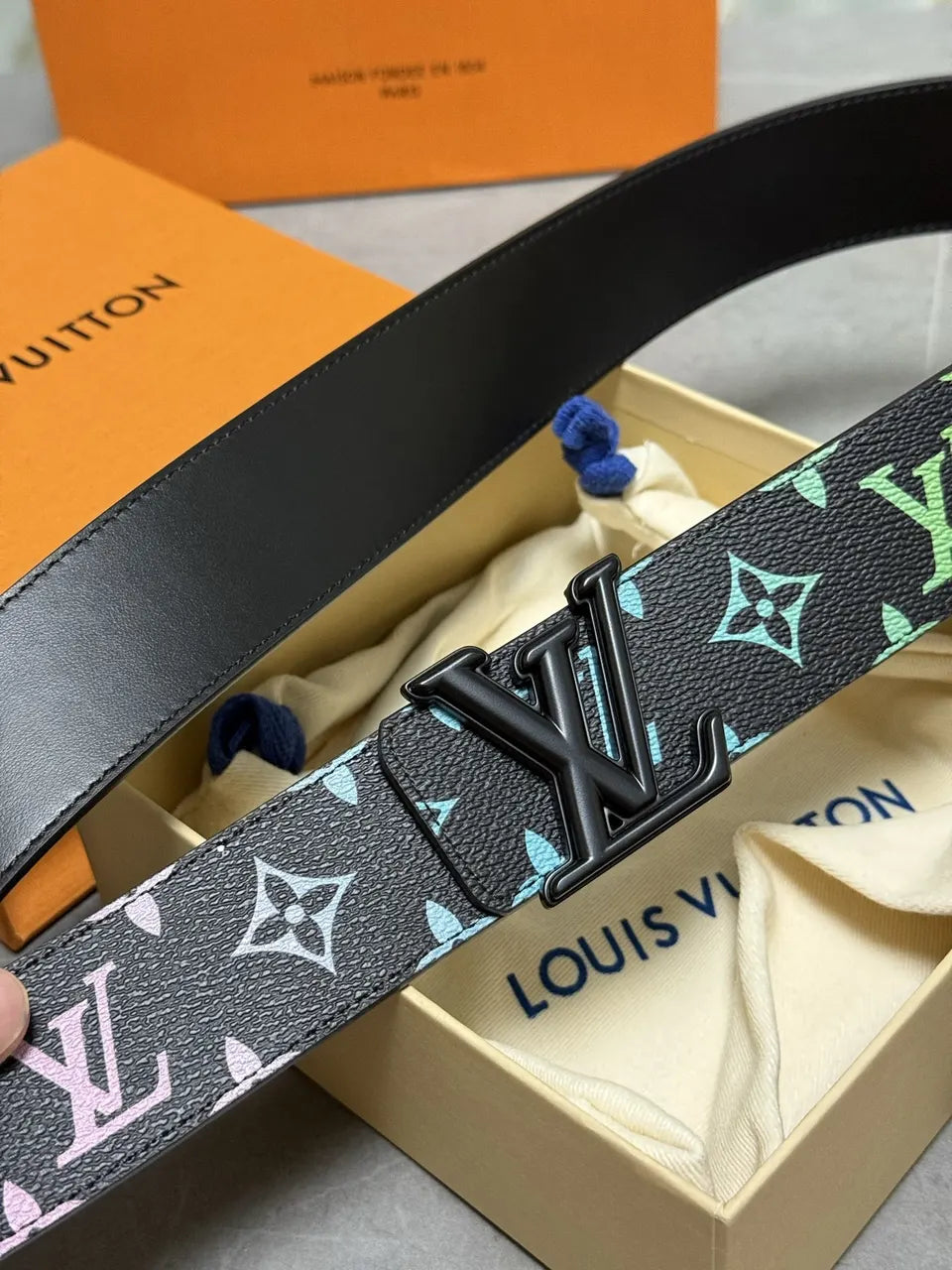 Louis Vuitton Black Monogram Gradient Belt - Hình 3