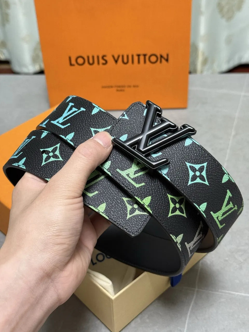 Louis Vuitton Black Monogram Gradient Belt - Hình 7