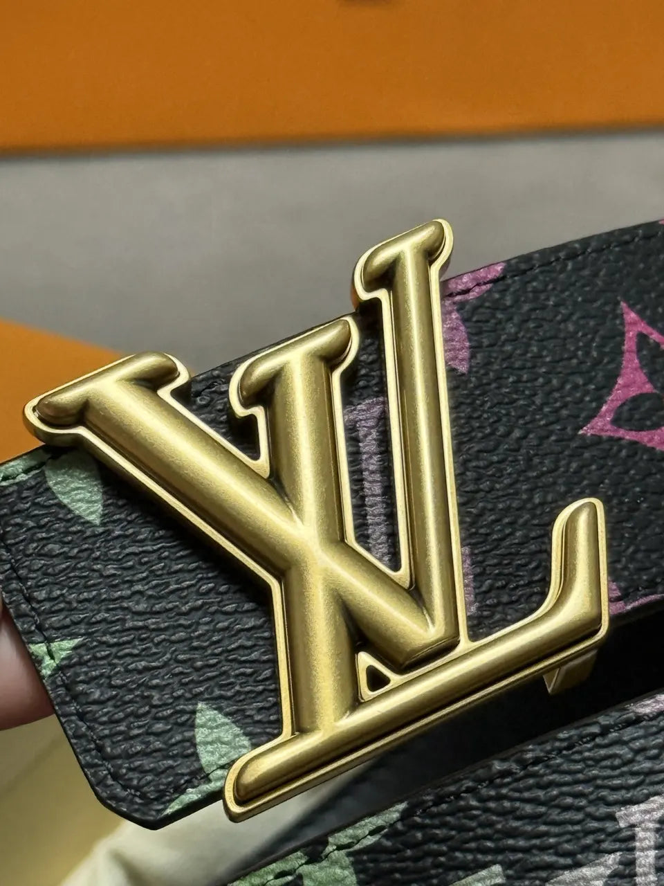 gold LV Multicolor Monogram Belt - Hình 7