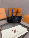 LV Black Leather Belt Matte
