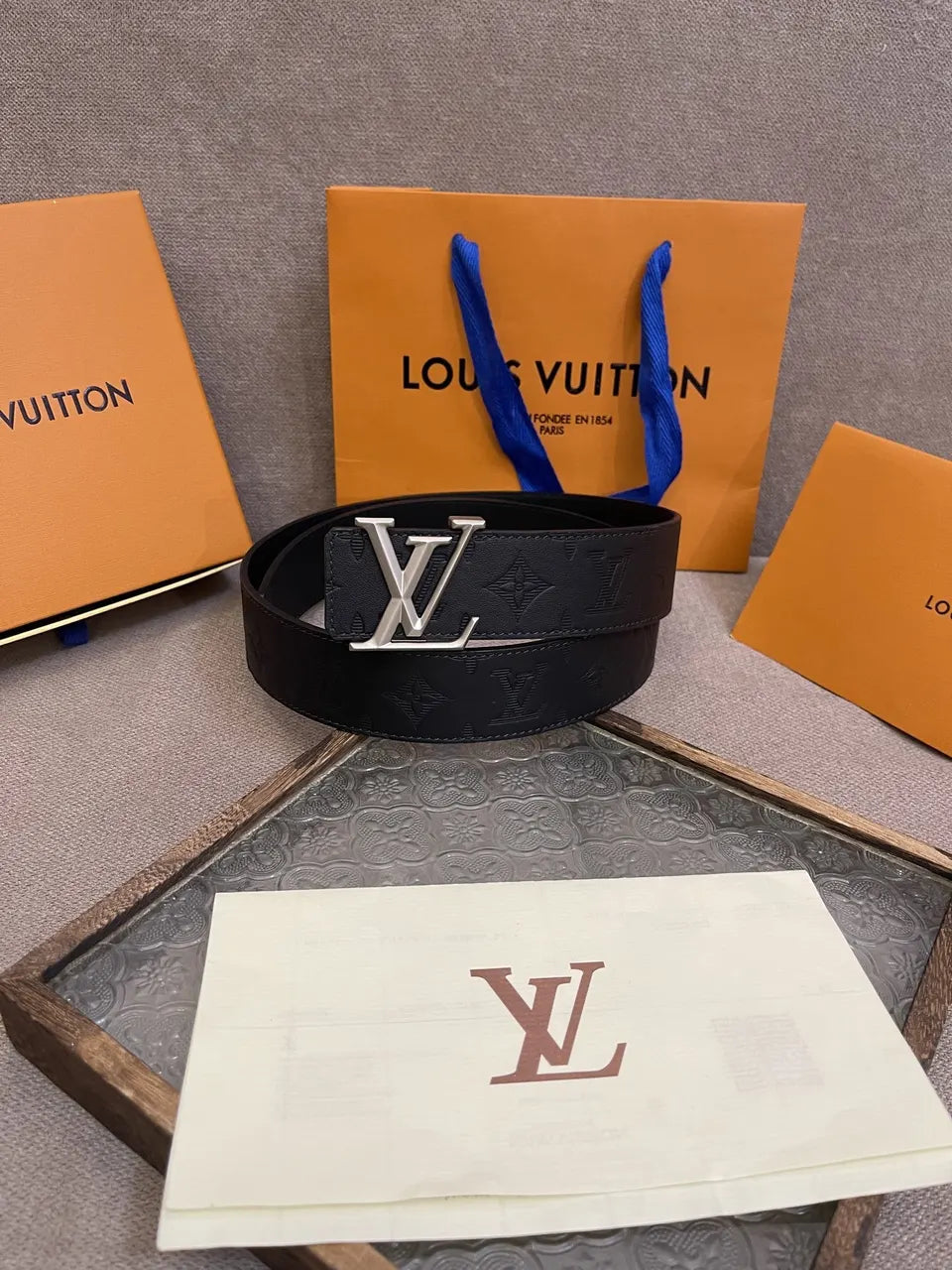 Louis Vuitton Embossed Black Monogram Belt
