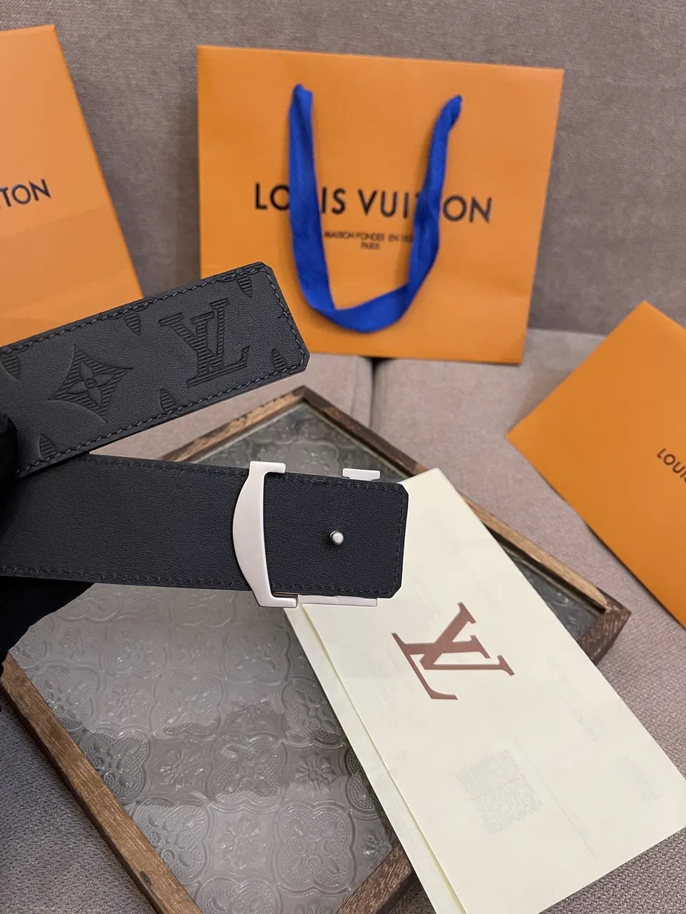 Louis Vuitton Embossed Black Monogram Belt - Hình 4