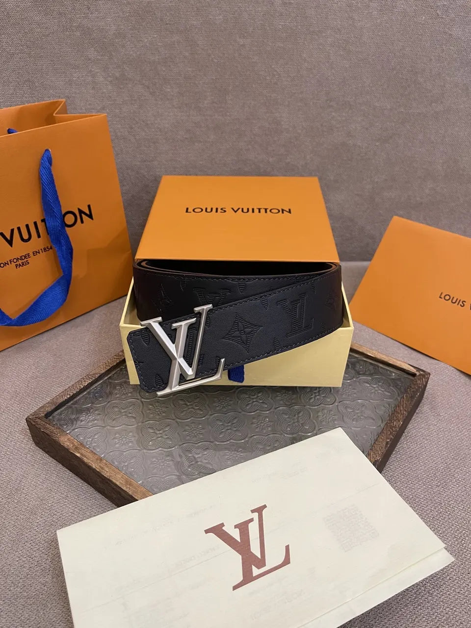 Louis Vuitton Embossed Black Monogram Belt - Hình 5