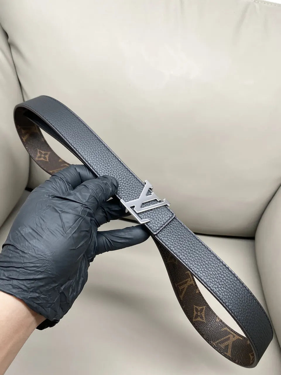 monogram Louis Vuitton Eclipse Belt Silver - Hình 8