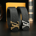 LV Embossed Black Leather Belt louis