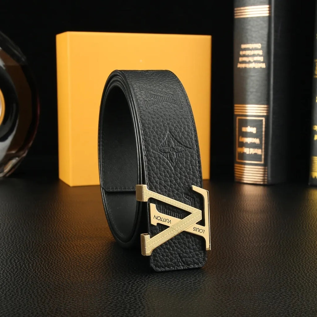 LV Black Leather Belt - Hình 2