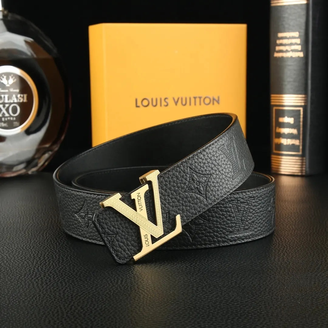 LV Black Leather Belt - Hình 3