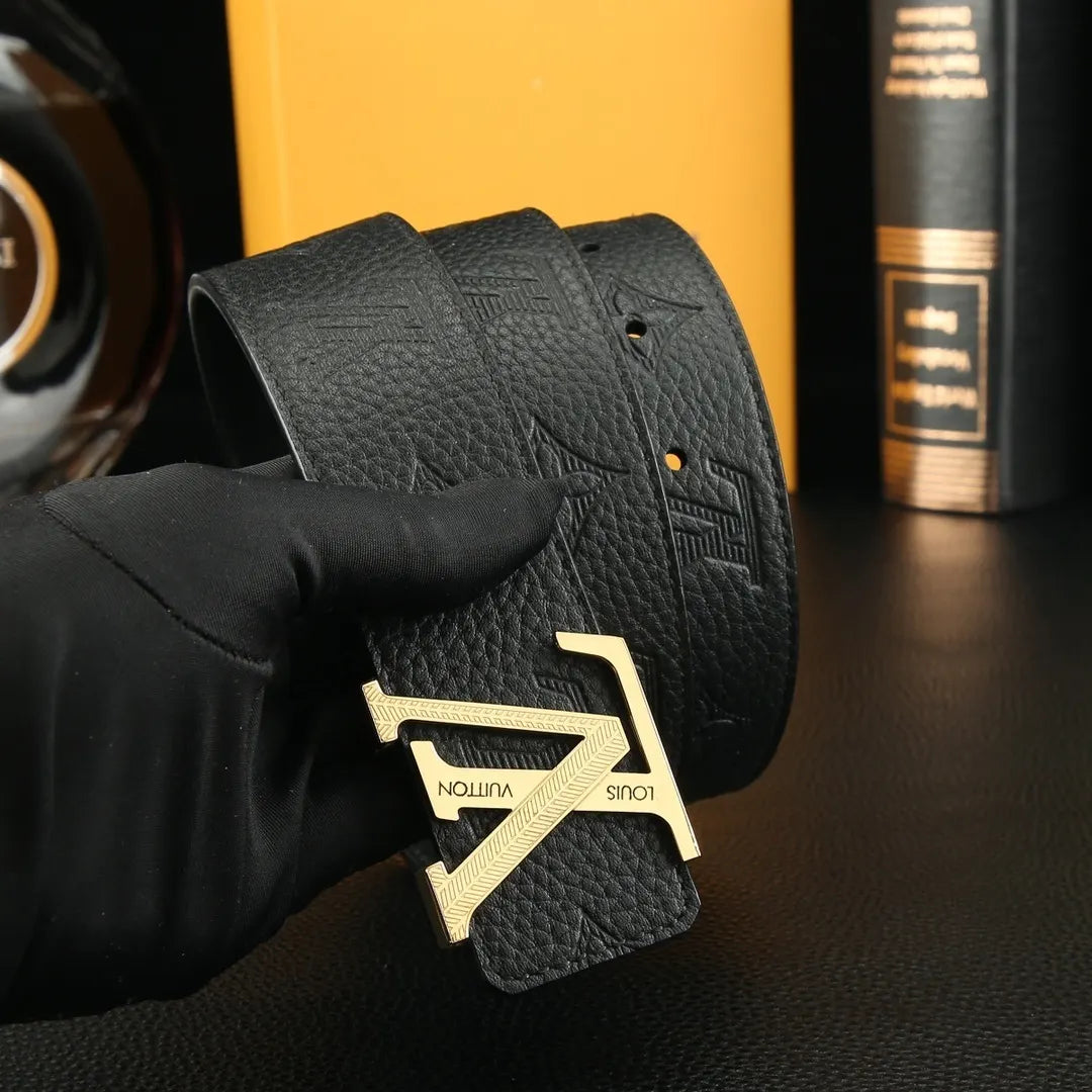 LV Black Leather Belt - Hình 4