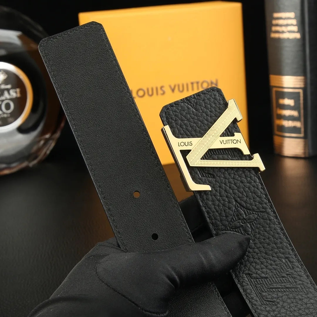 LV Black Leather Belt - Hình 5