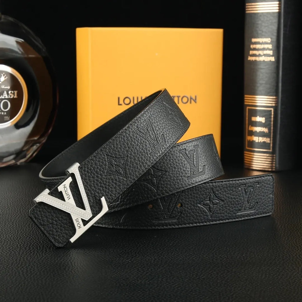 LV Black Leather Belt - Hình 6