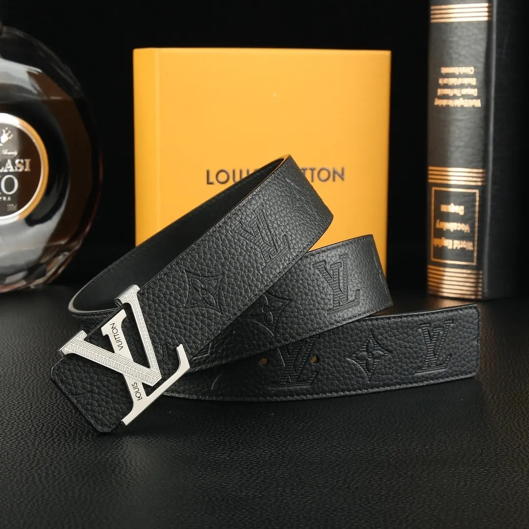 LV Black Leather Belt - Hình 6