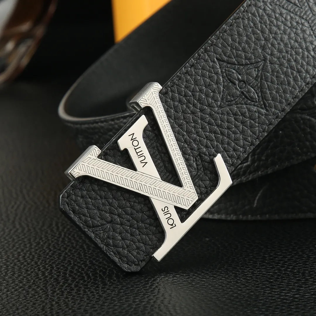 LV Black Leather Belt - Hình 7