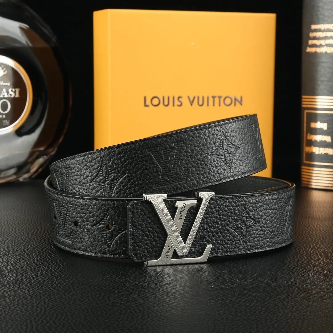 LV Black Leather Belt - Hình 8