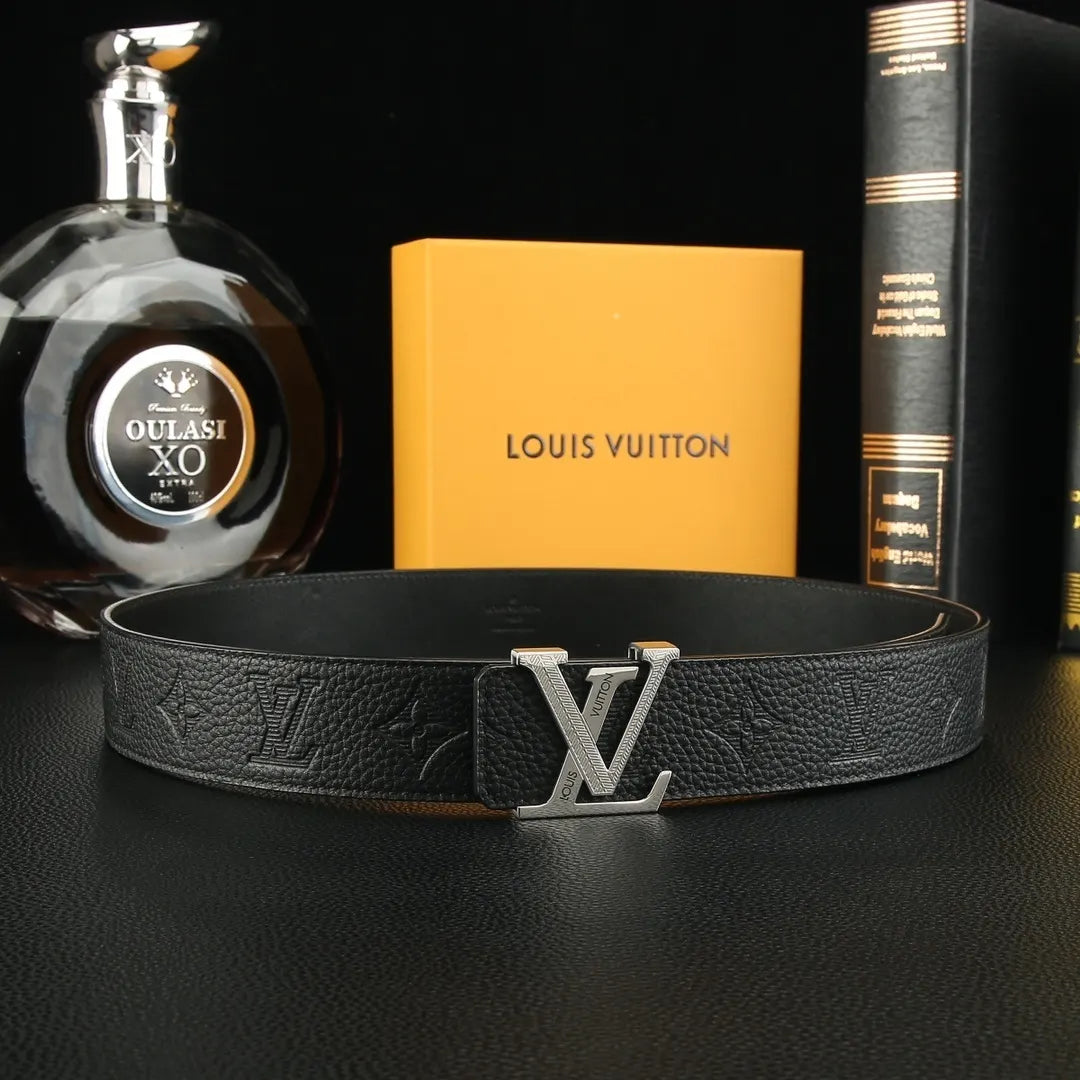LV Black Leather Belt - Hình 9