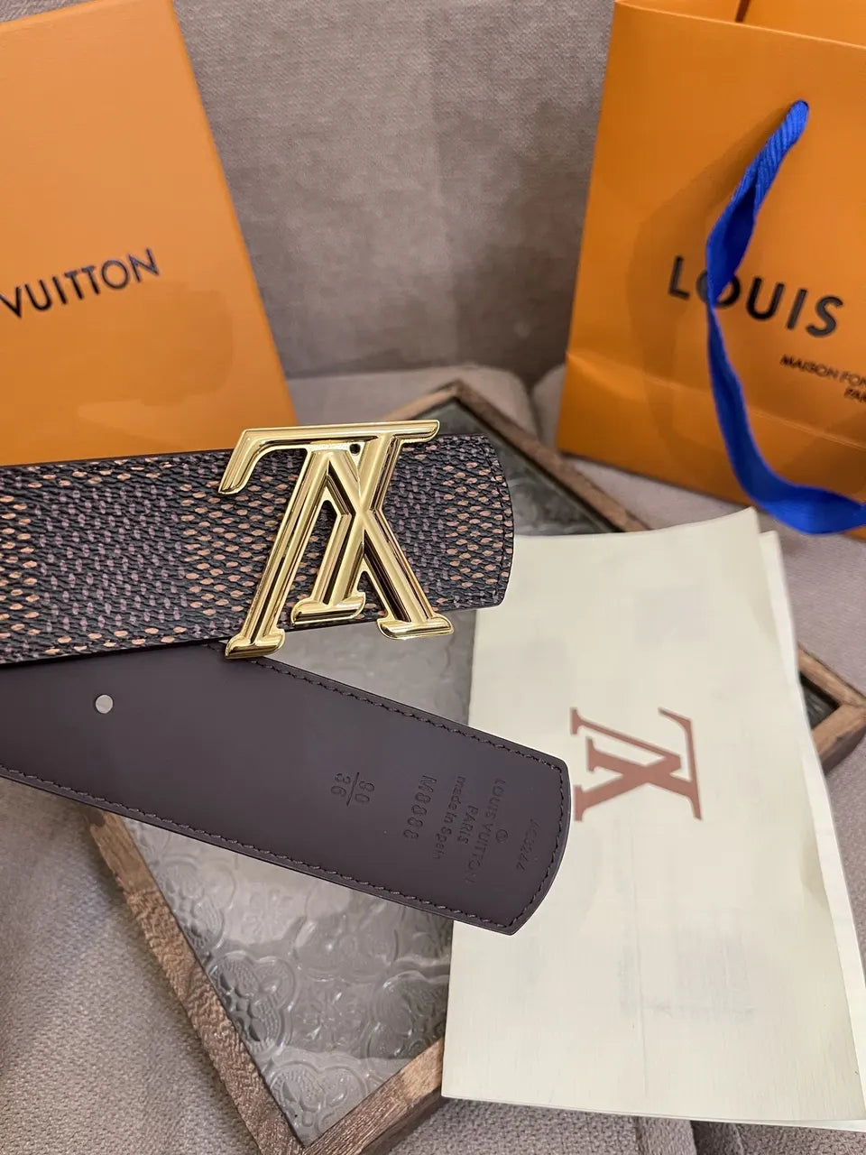Louis Vuitton Brown Damier Belt - Hình 3
