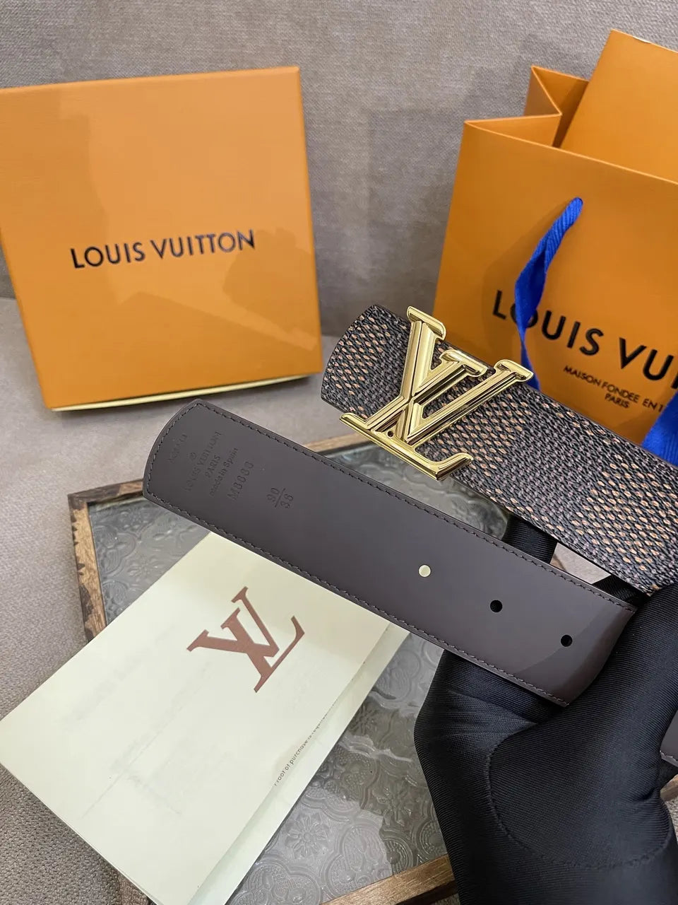 Louis Vuitton Brown Damier Belt - Hình 5
