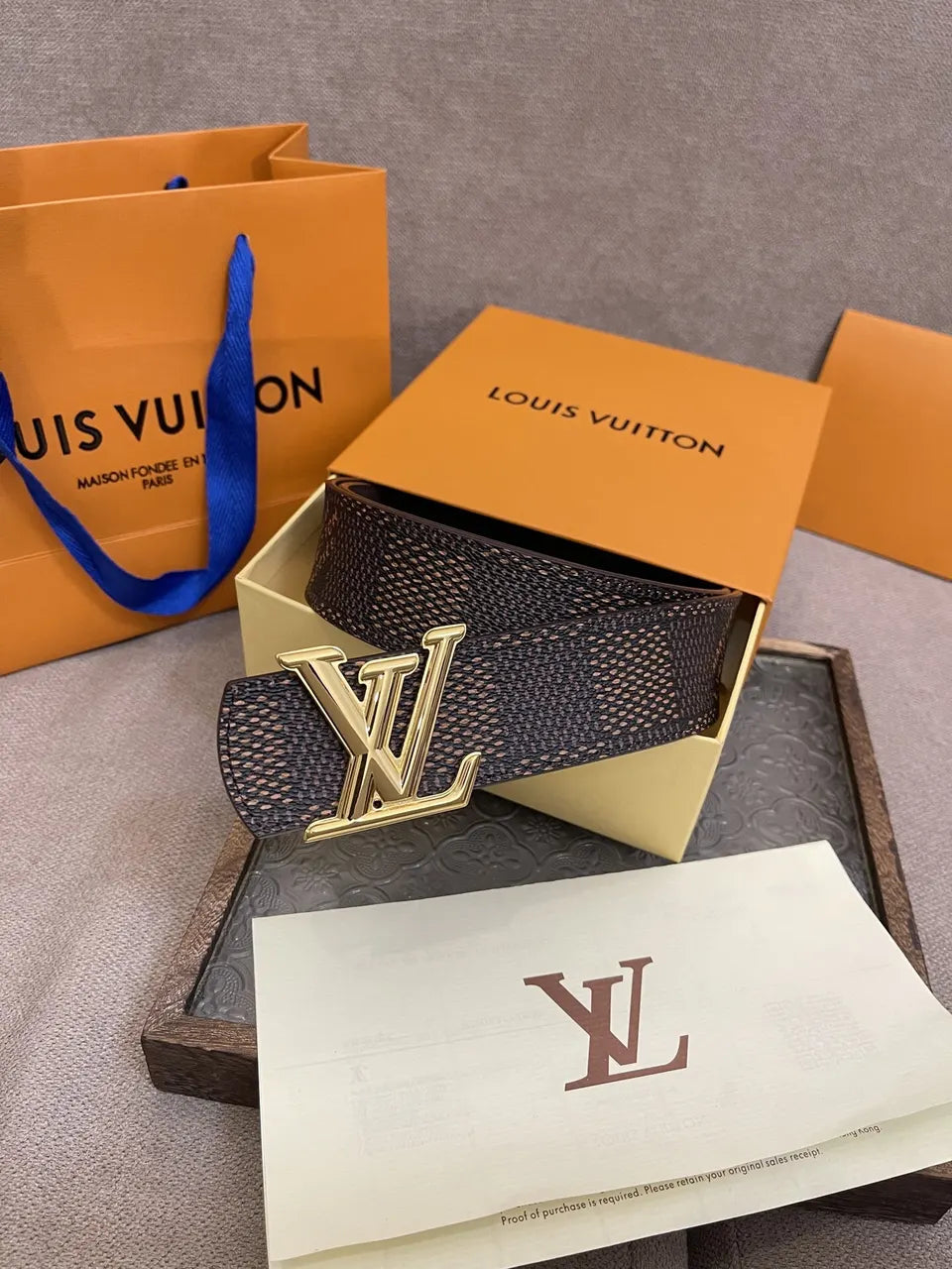 Louis Vuitton Brown Damier Belt - Hình 6