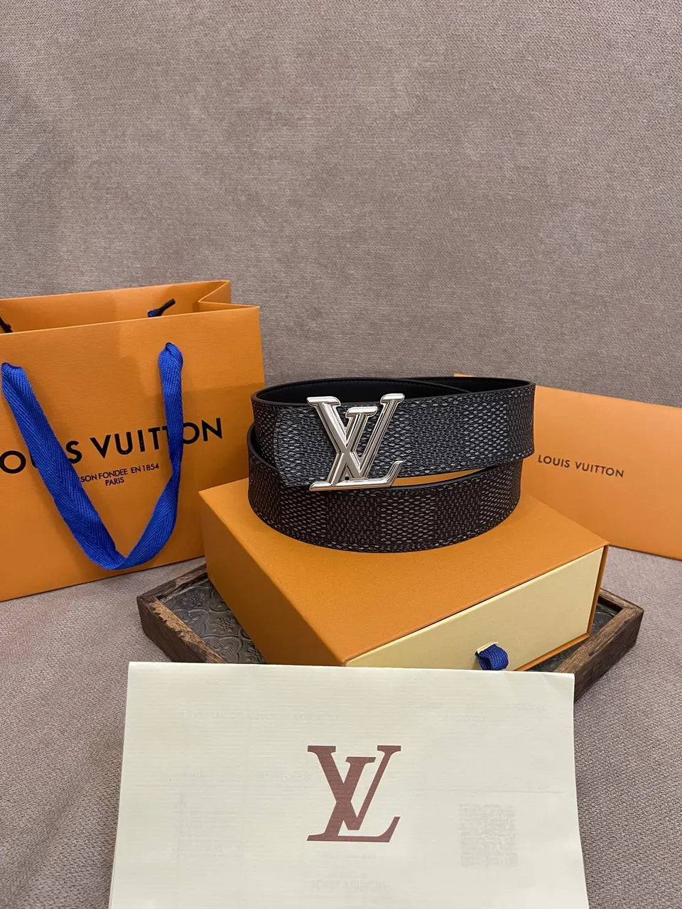 Louis Vuitton Graphite Leather Belt