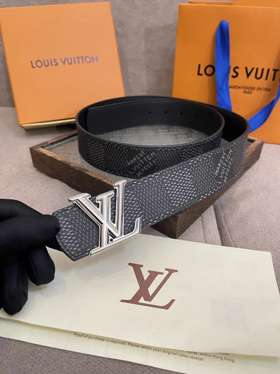 Louis Vuitton Graphite Leather Belt - Hình 2