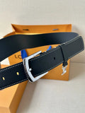 silver buckle Louis Vuitton Black Leather Belt