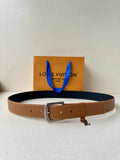 silver Louis Vuitton Tan Leather Belt