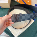 black Louis Vuitton Damier Graphite Belt