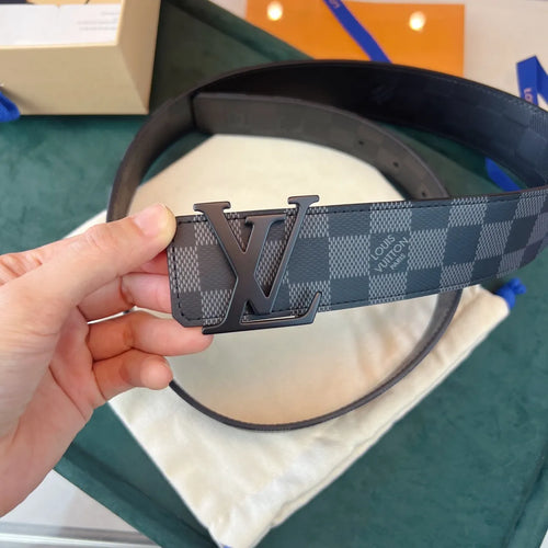 black Louis Vuitton Damier Graphite Belt