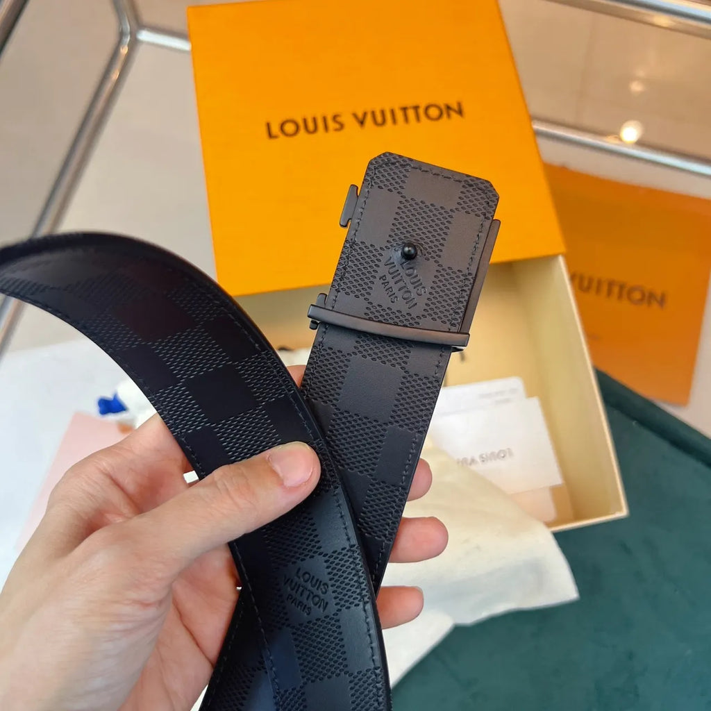black Louis Vuitton Damier Graphite Belt - Hình 3