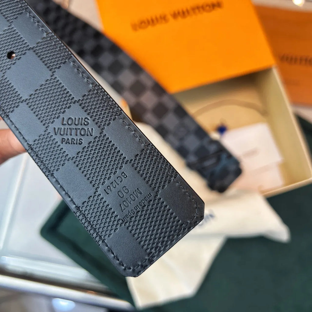 black Louis Vuitton Damier Graphite Belt - Hình 6