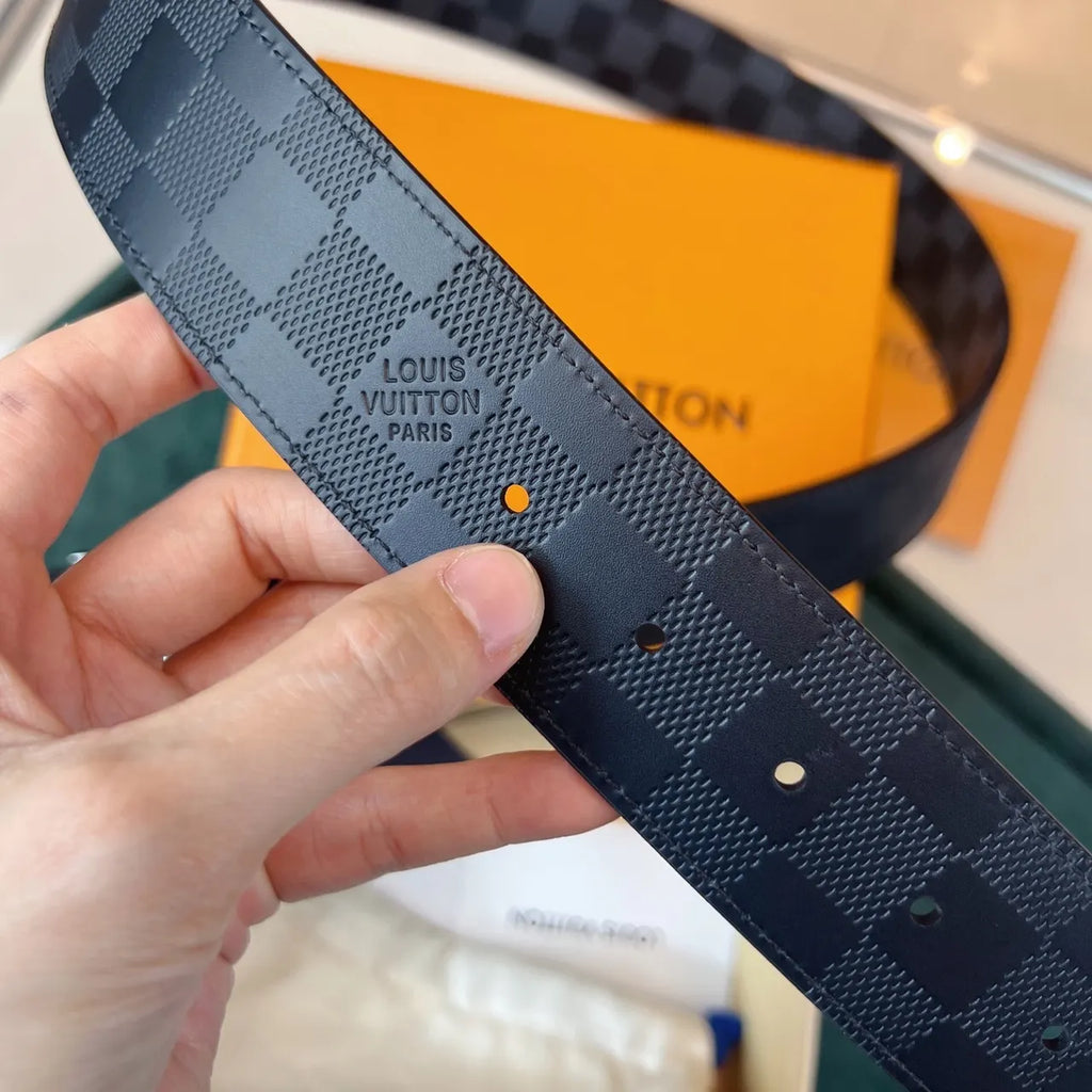 black Louis Vuitton Damier Graphite Belt - Hình 8