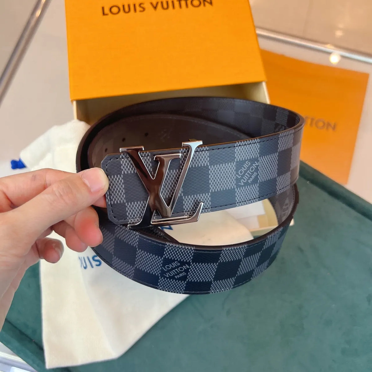 lv Louis Vuitton Damier Graphite Belt - Hình 2
