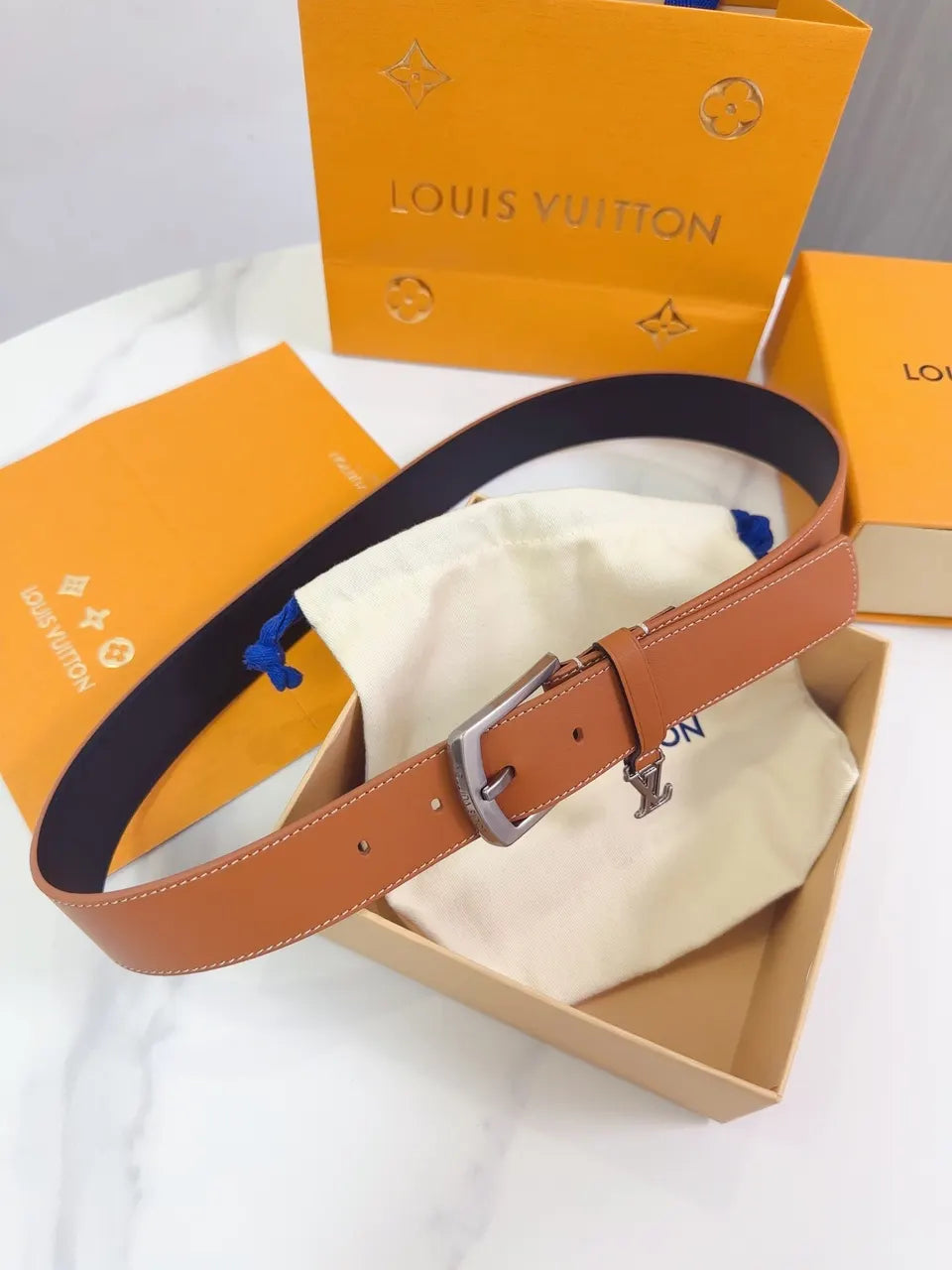 Louis Vuitton Caramel Leather Belt - Hình 3