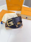 Louis Vuitton Black Leather Belt Gold