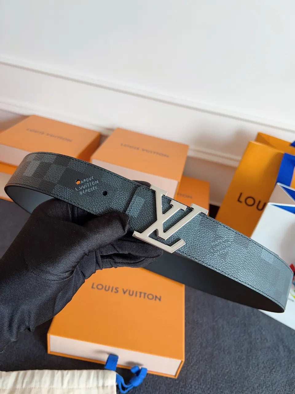 damier Louis Vuitton Graphite Belt
