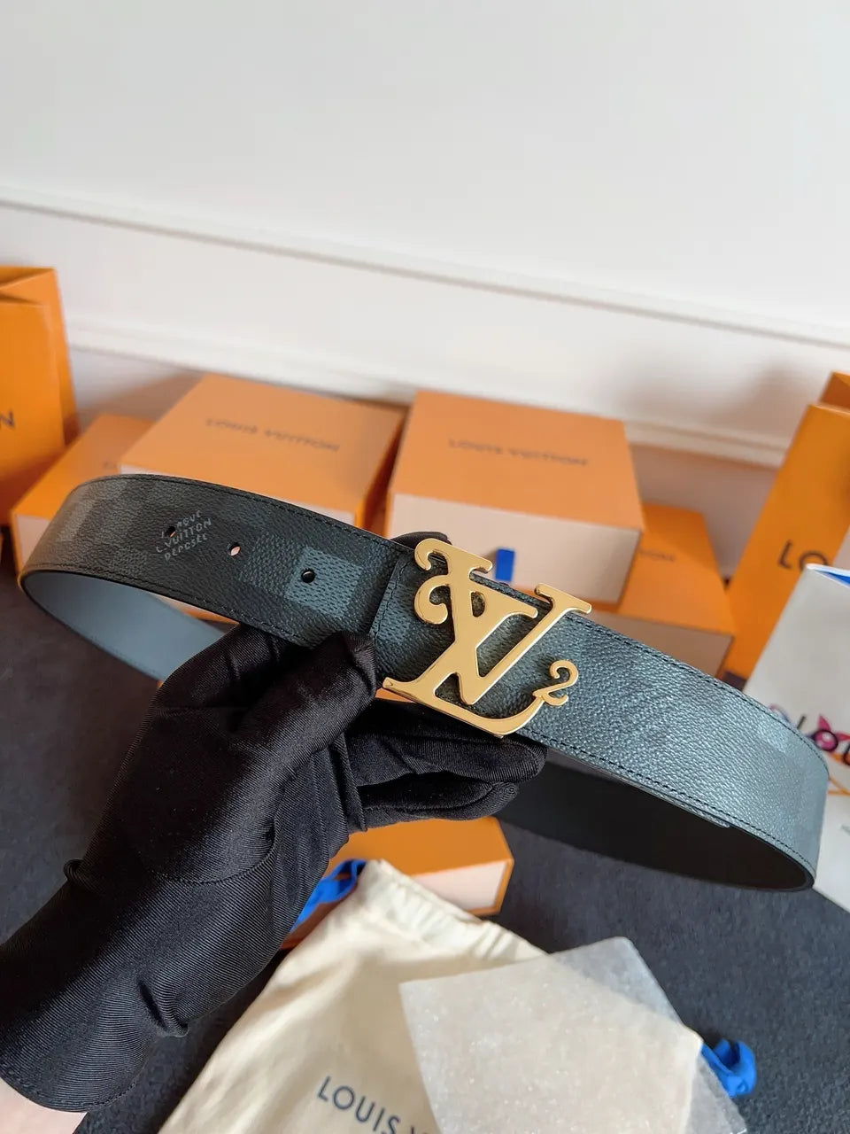 Louis Vuitton Blue Monogram Belt - Hình 2