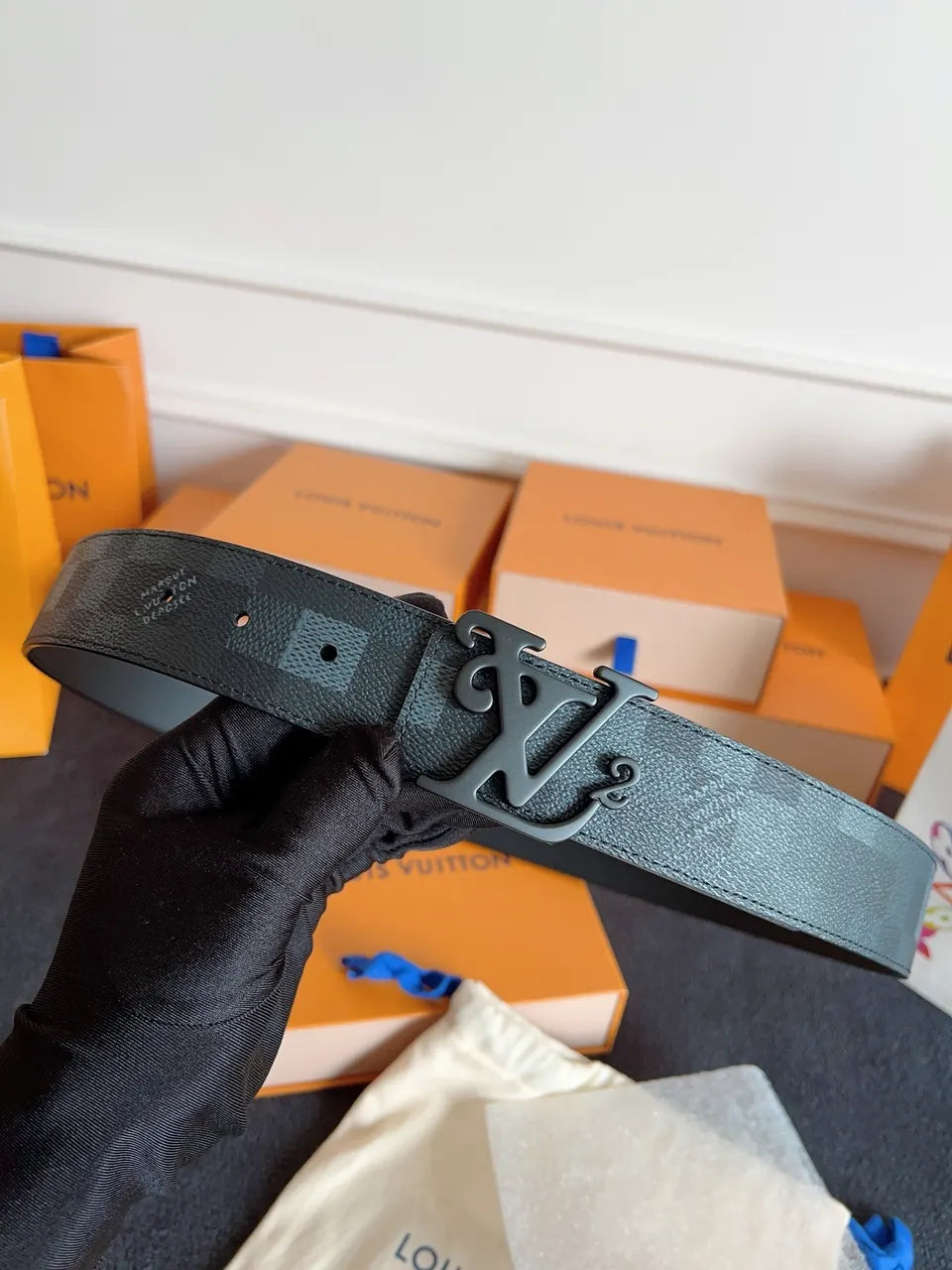 Louis Vuitton Blue Monogram Belt - Hình 3