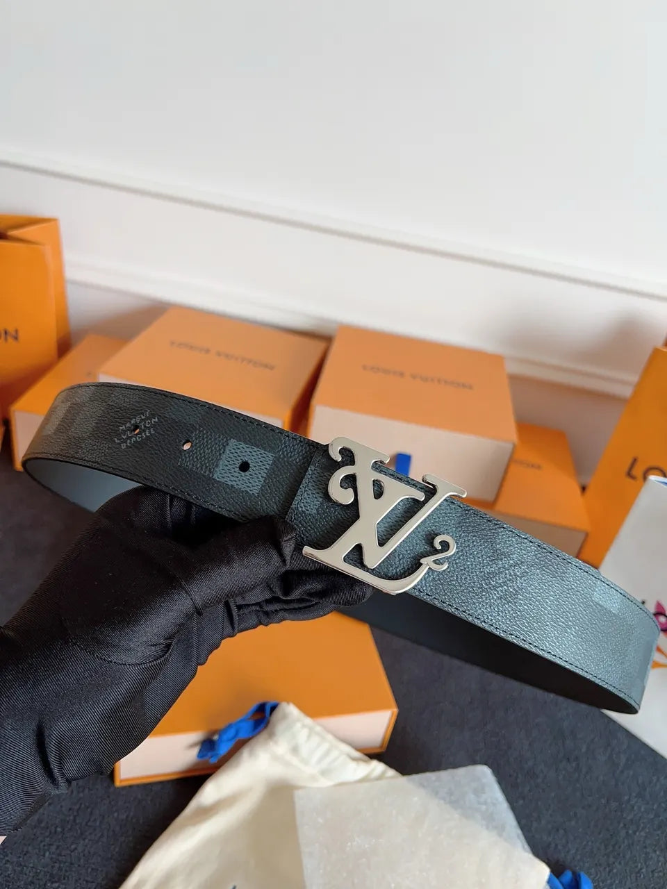 Louis Vuitton Blue Monogram Belt - Hình 5