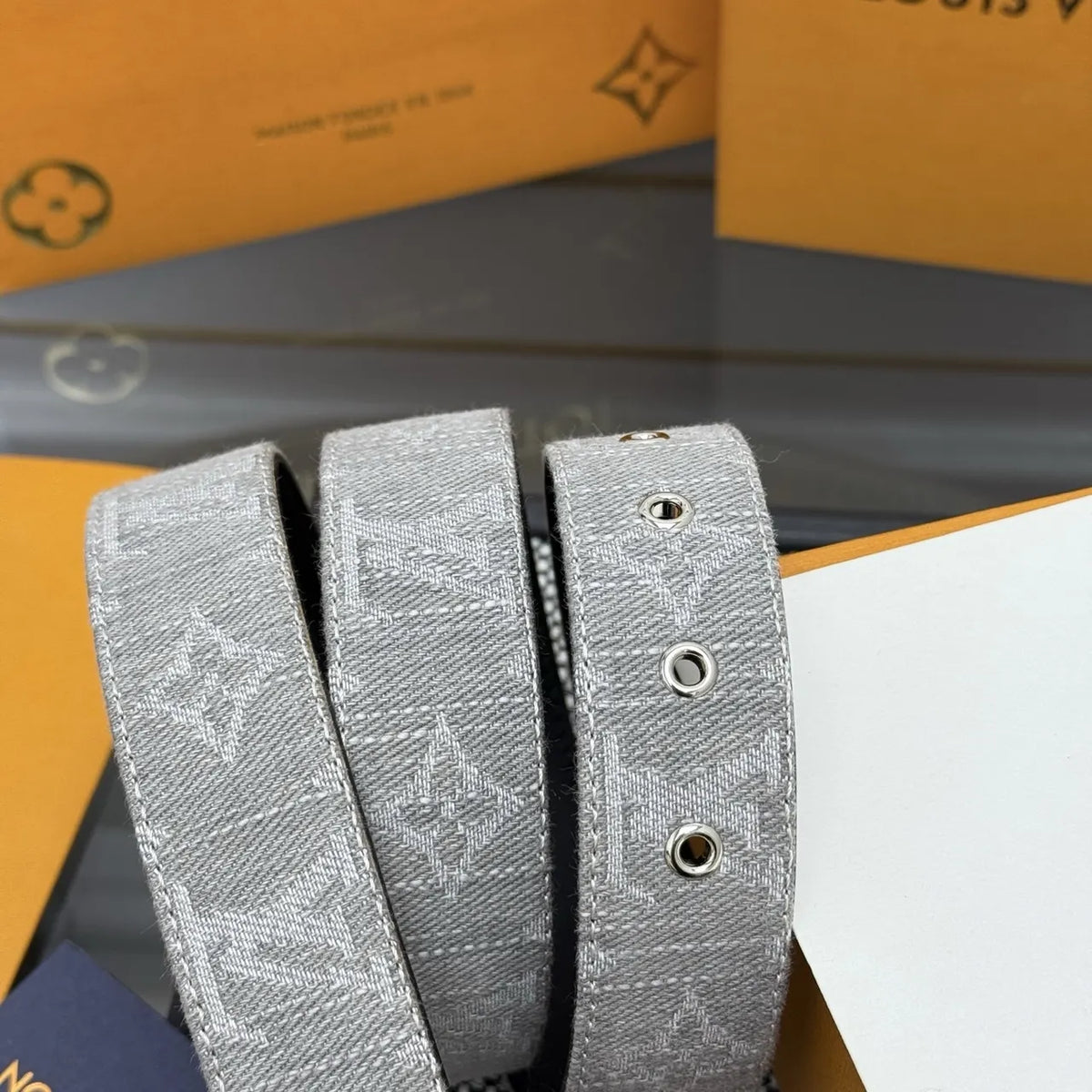 Louis Vuitton Gray Denim Belt - Hình 3