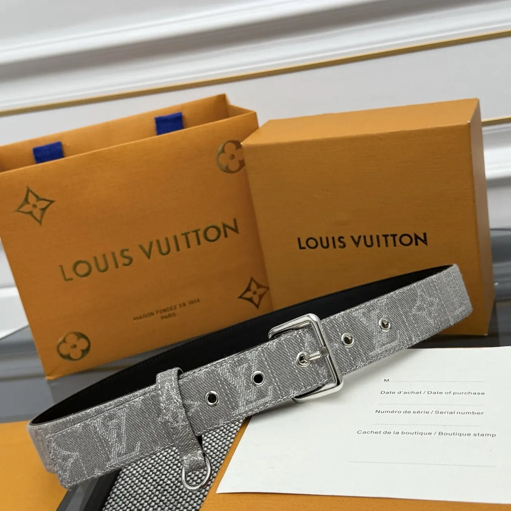 Louis Vuitton Gray Denim Belt - Hình 4