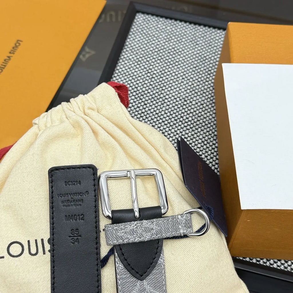 Louis Vuitton Gray Denim Belt - Hình 5