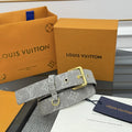 gold Louis Vuitton Gray Monogram Belt