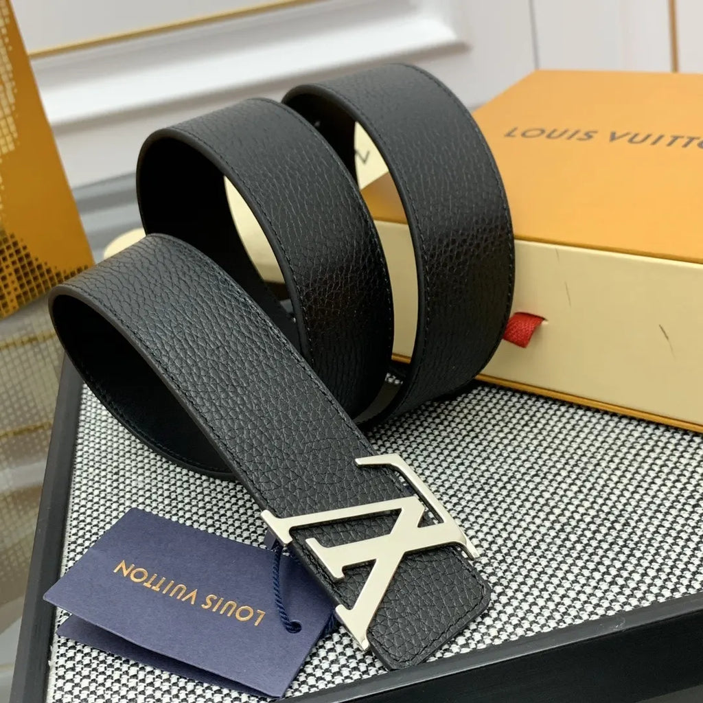 Louis Vuitton Black Grain Leather Belt - Hình 3