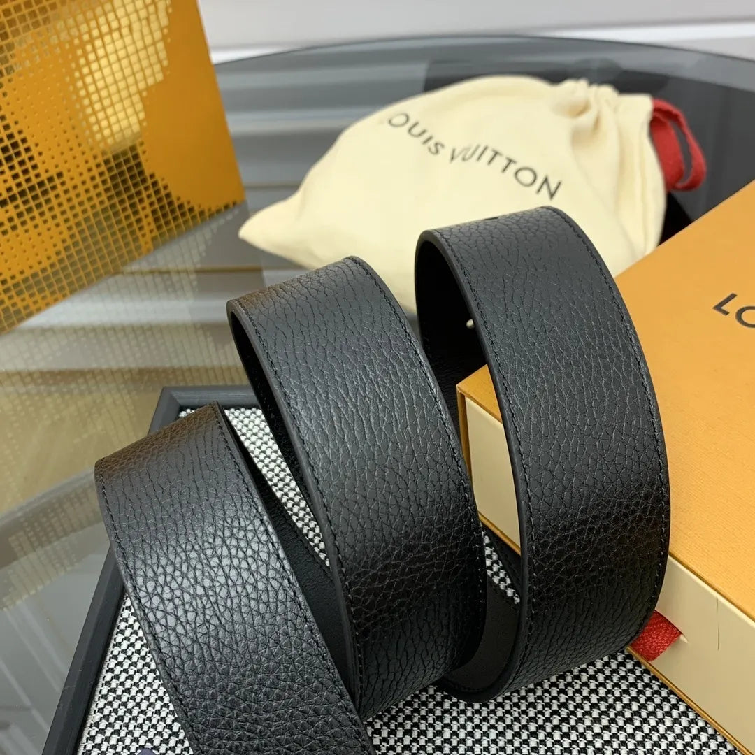Louis Vuitton Black Grain Leather Belt - Hình 4