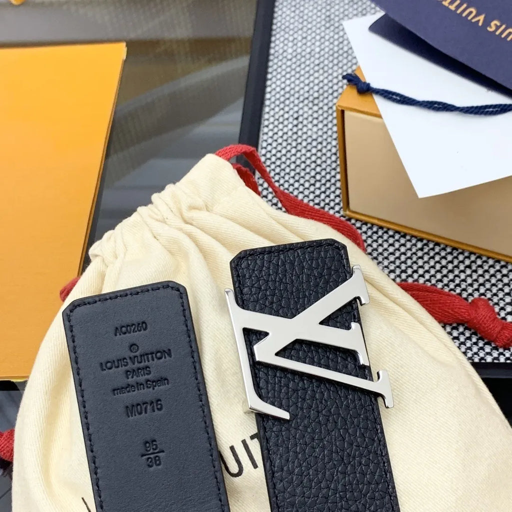Louis Vuitton Black Grain Leather Belt - Hình 5