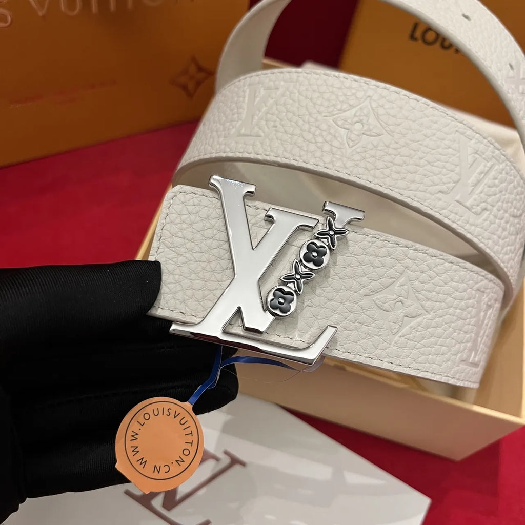 Louis Vuitton White Embossed Belt - Hình 2