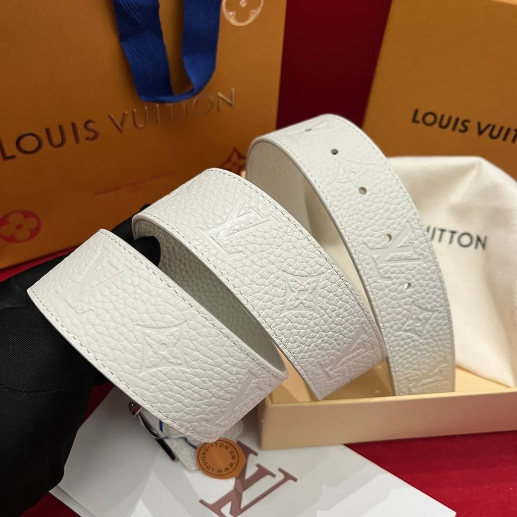 Louis Vuitton White Embossed Belt - Hình 3