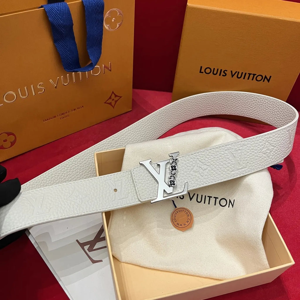 Louis Vuitton White Embossed Belt - Hình 6