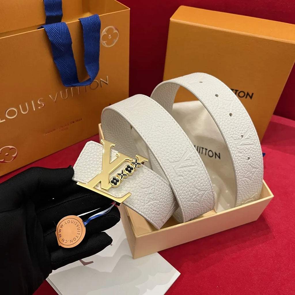 Louis Vuitton White Embossed Leather Belt