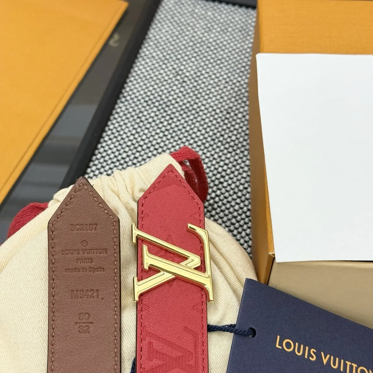 Louis Vuitton Red Monogram Belt - Hình 2